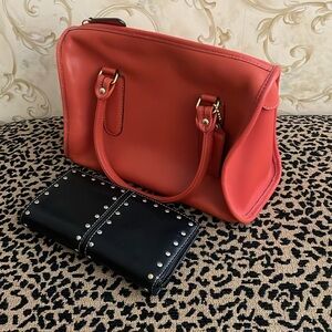 Coach Red/Orange Leather Satchel